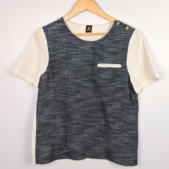 Sachin + Babi Tops - Sachin + Babi Split Back Blouse With Button Detail